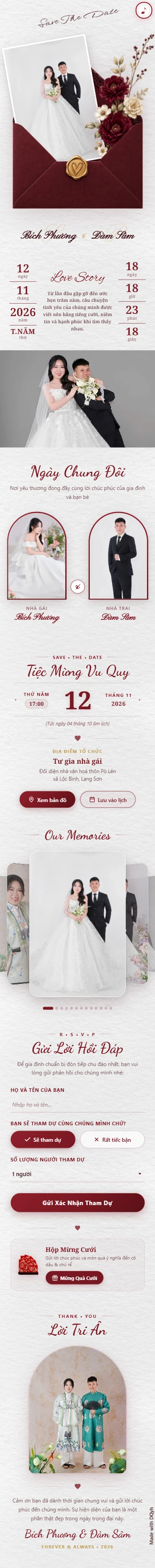 Preview thiệp cưới nhà gái của Bích Phương và Đàm Sâm