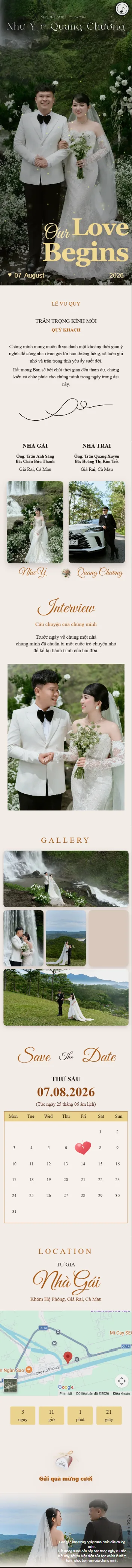 Preview thiệp nhà gái của Như Ý và Quang Chương