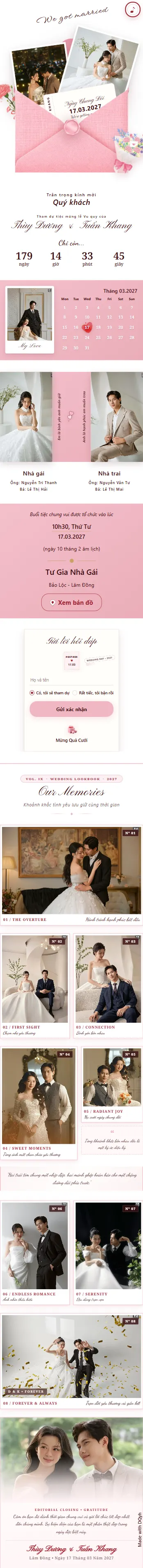 Mẫu thiệp cưới online số 009 phong cách hoa hồng và album ảnh cưới tạp chí