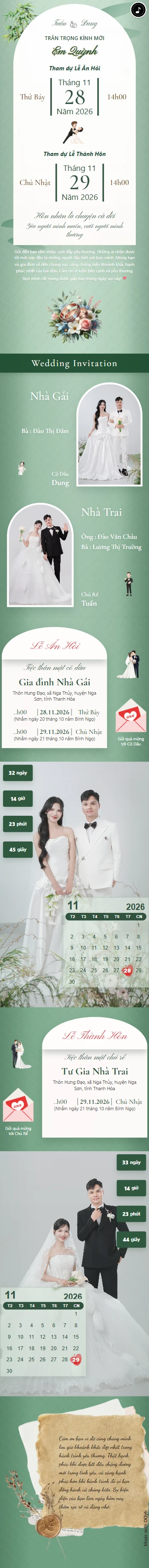 Preview thiệp cưới chung của Tuấn và Dung